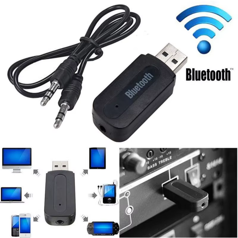 Adaptador Bluetooth 5.3 USB para P2 3.5mm, Receptor de Música para Som Automotivo e Caixa de Som Portátil para Carro