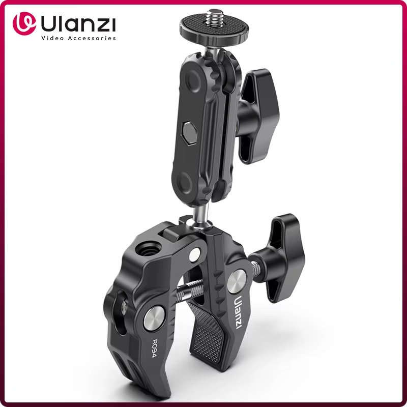 Ulanzi metal super braçadeira com cabeça esférica dupla braço mágico para câmera luz microfone monitor de vídeo braçadeira 1/4 3/8 rosca para hastes gancho