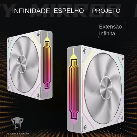 Ventoinha de CPU Jungle Leopard Prism 4RS ARGB 120mm com Espelho Infinito, Sincronização de Iluminação com Placa-Mãe 5V 3PIN e PWM 4PIN