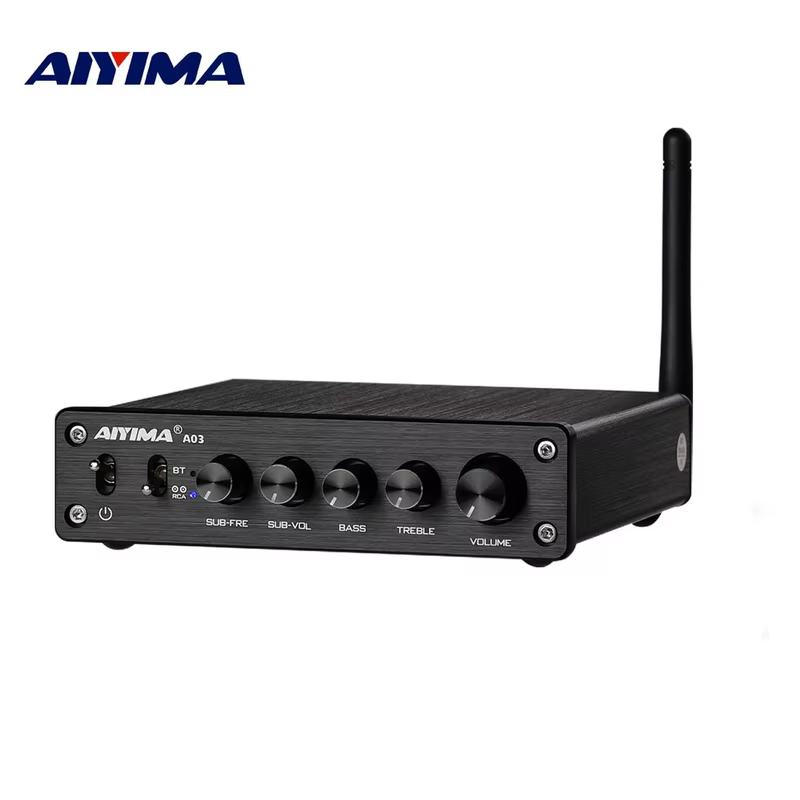 Aiyima a03 tpa3116 amplificador subwoofer áudio bluetooth som 2.1 50wx2 + 100w hifi tpa3116d2 amplificador de potência digital doméstico