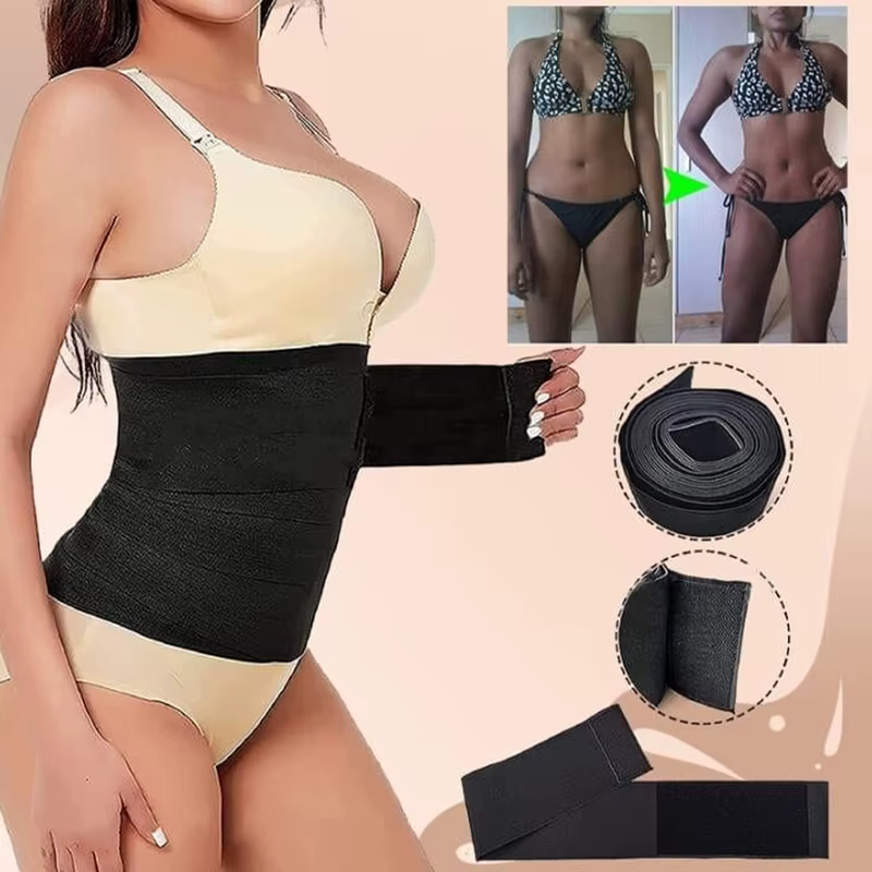 Faixa Abdominal Preta com Silicone Antiderrapante, Reduz Medidas, Modeladora, Sem Enrolar