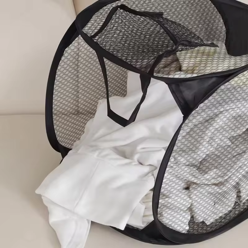 Cesto Dobrável para Separação de Roupa Suja, Cesto de Lavanderia, Cesto de Malha para Banheiro, Saco Organizador de Roupa, Balde com Estrutura, Bolsa de Armazenamento