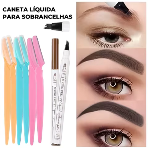 Kit Profissional para Sobrancelhas Lápis e Navalha de Precisão Design Anatômico para Contorno Perfeito e Aplicação Fácil
