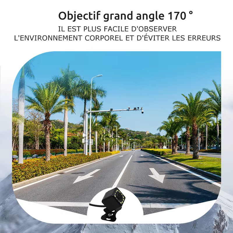 Câmera de Ré Universal ESSGOO para Carro com Visão Noturna LED, Câmera de Estacionamento à Prova d'Água IP68 170° ° Imagem Colorida HD Ampla