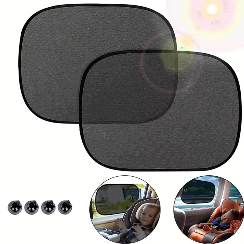 Protetor Solar Blackout para Janela de Carro, Kit com 2 Unidades e Ventosas Fortes para Crianças