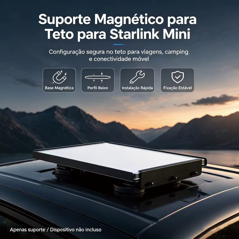 Suporte Magnético Plano para Teto Starlink Mini, Ultra-Seguro e Resistente, Liberação Rápida, Perfeito para Aventuras em Carros, RVs, Vans, Caminhões e Barcos