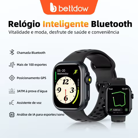 BETTDOW Ai modelo GPS + smartwatch Alexa com mais de 100 modos desportivos, à prova de água 3ATM,Monitorar a saúde,Chamadas via Bluetooth, Assistente de voz Alexa