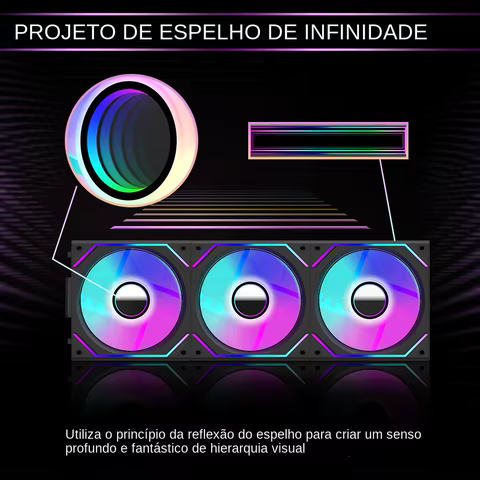 Ventoinha ARGB Jungle Leopard Interstellar V2 de 120mm com Espelho Infinito Dupla Face PWM para PC Gamer