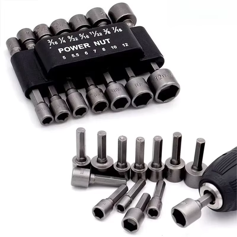 Kit de Soquetes 5-13mm 8 Peças Multifuncional Profissional para Parafusadeira e Furadeira, Ferramentas