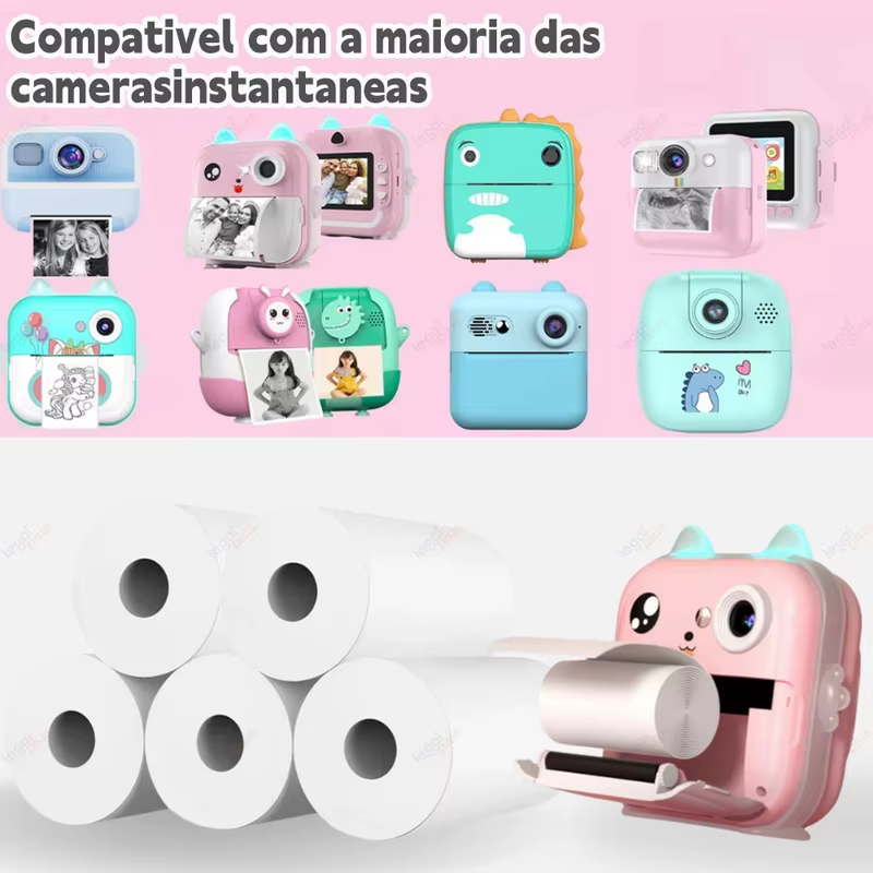 Kit 30 Bobinas de Papel Térmico Branco Refil para Mini Impressora Portátil, Câmera Instantânea e Máquina de Recibos