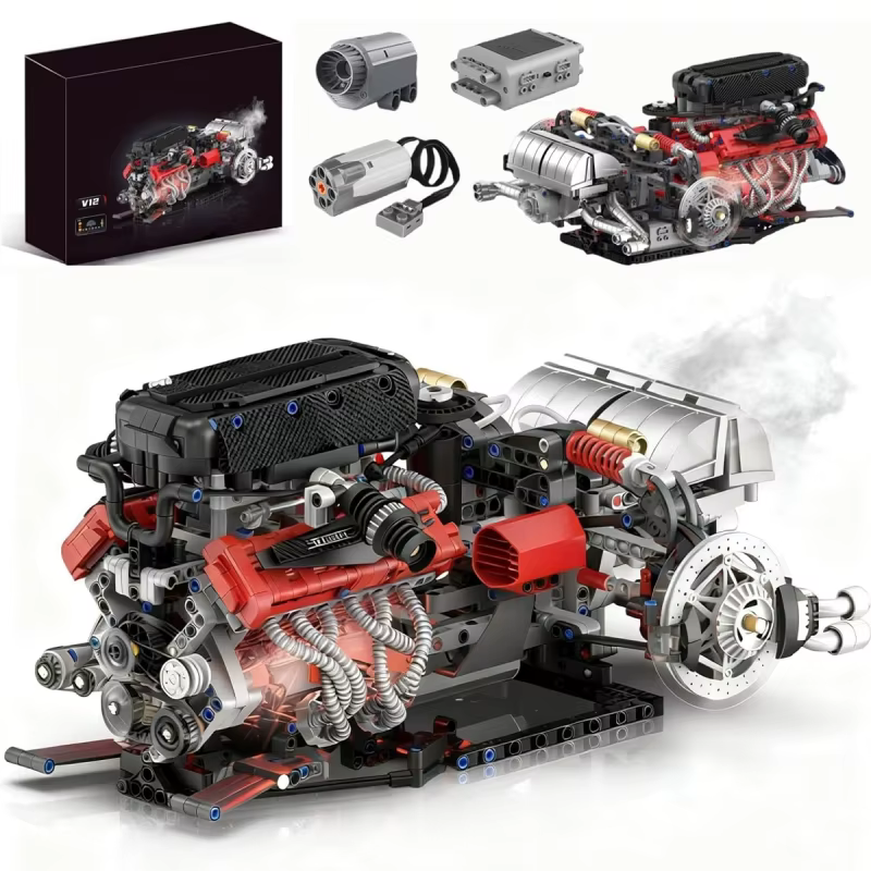 BRASTOY Motor V12 realista, 1610 peças