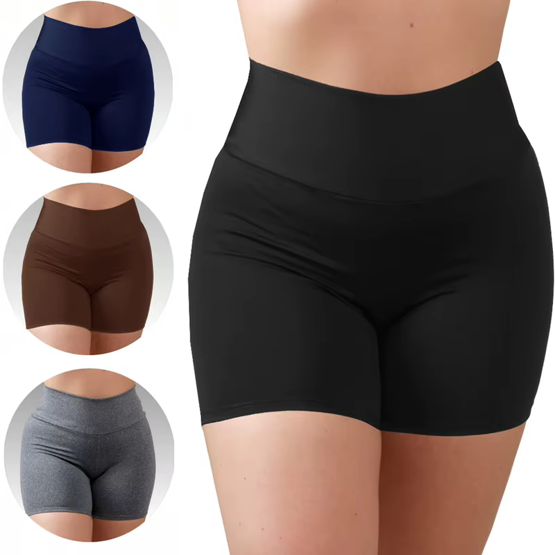 Shorts Femininos para Academia, Fitness e Treino, com Poliamida Canelada e Sem Transparência