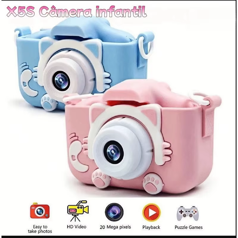 Câmera Digital Infantil 1080P, Fotografia e Vídeo para Crianças, Brinquedo Educativo, Presente Criativo para Meninos e Meninas