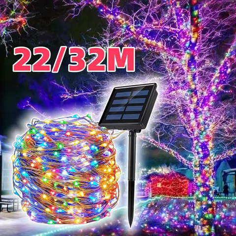 22/32M LED luzes de corda solares ao ar livre à prova d'água luzes de Natal-Decoração de luzes para festas e encontros