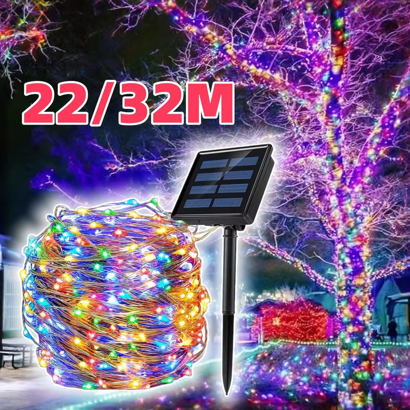 22/32M LED luzes de corda solares ao ar livre à prova d'água luzes de Natal-Decoração de luzes para festas e encontros