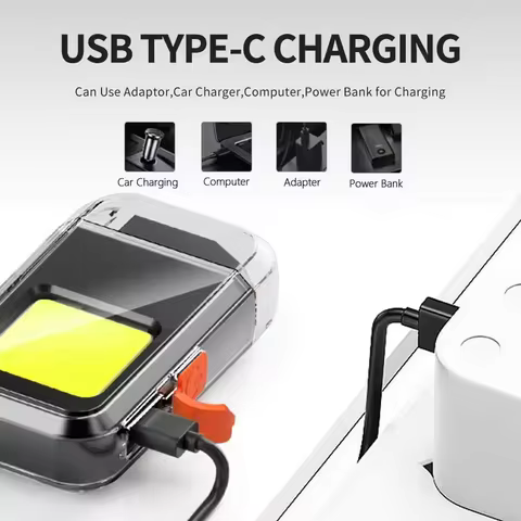 Isqueiro Elétrico Recarregável USB com Luz LED, Portátil e Seguro para Viagens e Camping