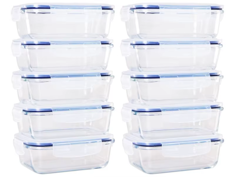 Jogo de Potes de Vidro Brinox com Tampa Retangular Lock & Stock 640ml 10 Peças