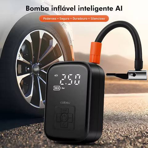 Compressor de ar Portátil, Mini Compressor de ar Portatil, Bomba de Encher Pneu de Carro, Bomba de ar Portátil， Iluminação LED