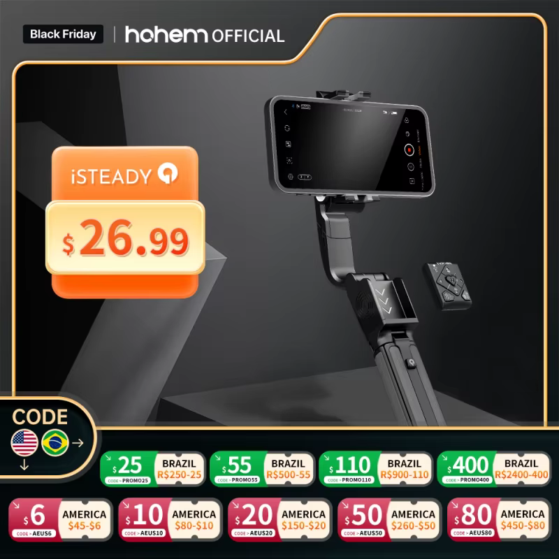Hohem isconstante q handheld cardan estabilizador telefone selfie vara haste de extensão tripé ajustável com controle remoto para smartphone