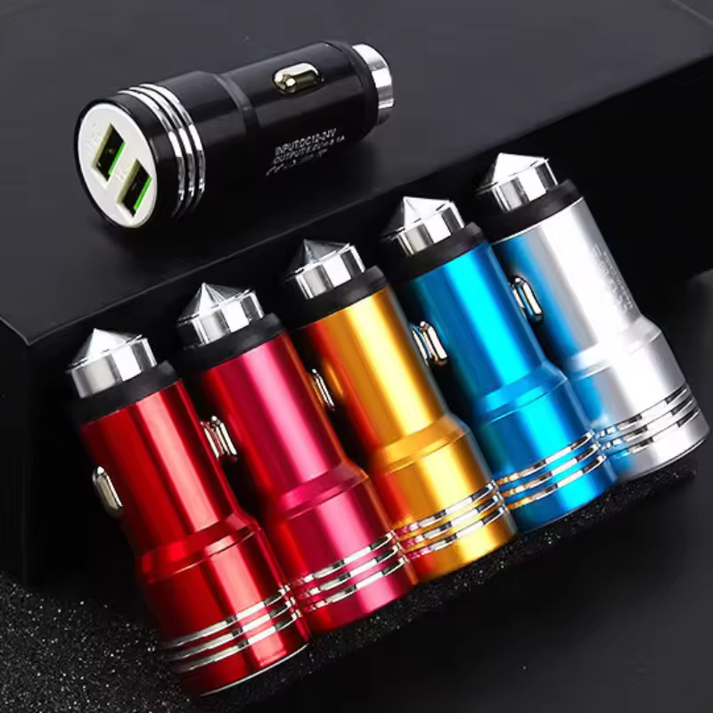 Carregador de Carro Dual USB Brasil 12V-24V Adaptador Universal de Carregamento Rápido
