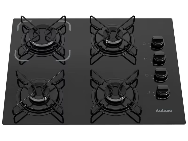 Cooktop 4 Bocas a Gás GLP Itatiaia Preto Essencial - Bivolt