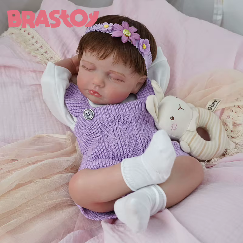 BRASTOY Boneca Bebê Reborn 48cm Menina Pintada Realista Corpo de Silicone Pode Tomar Banho,Envio do Brasil