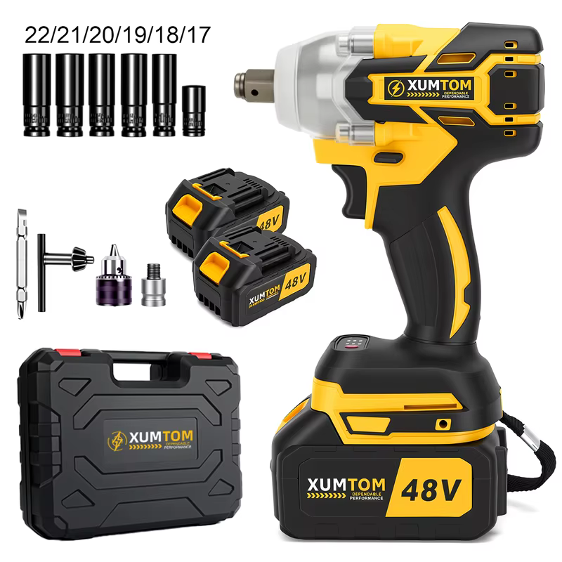 Chave de Impacto 48V Eletrica 450NM Parafusadeira Furadeira Brushless 48V 2 Baterias kit ferramentas completo