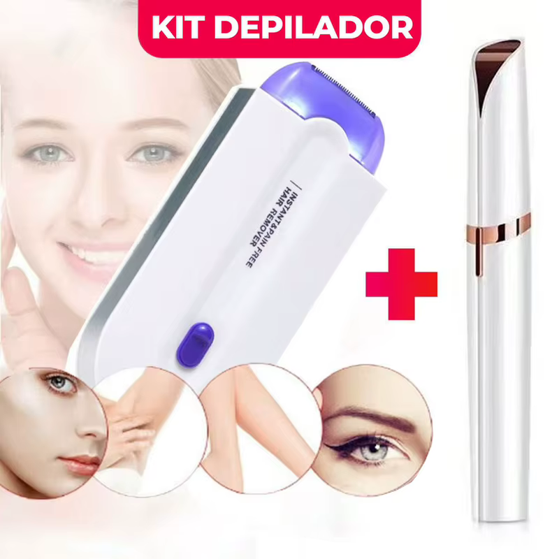 Kit 2 em 1 Lápis para Sobrancelhas e Removedor de Pelos Recarregável Sem Fio Design Preciso e Profissional para Maquiagem