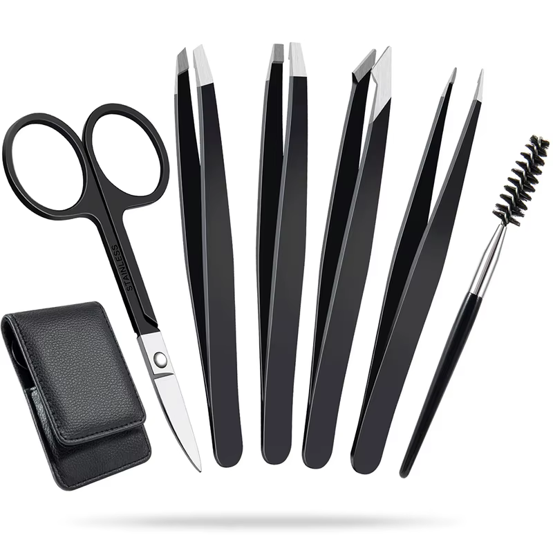 Kit Compacto Para Modelagem Das Sobrancelhas Com Diversos Itens Pinça Tesoura E Pente Em Estojo Organizador