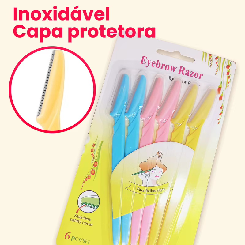Kit de Depilação Facial com 18 Lâminas de Segurança em Aço Inoxidável para Sobrancelhas e Áreas Sensíveis
