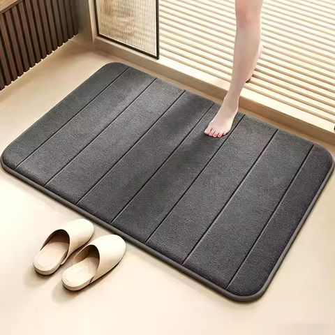 Tapete de Banho de Espuma Viscoelástica Macia, Secagem Rápida, Absorvente de Água, Antiderrapante, Confortável para Pés, para Chuveiro, Banheiro e Casa