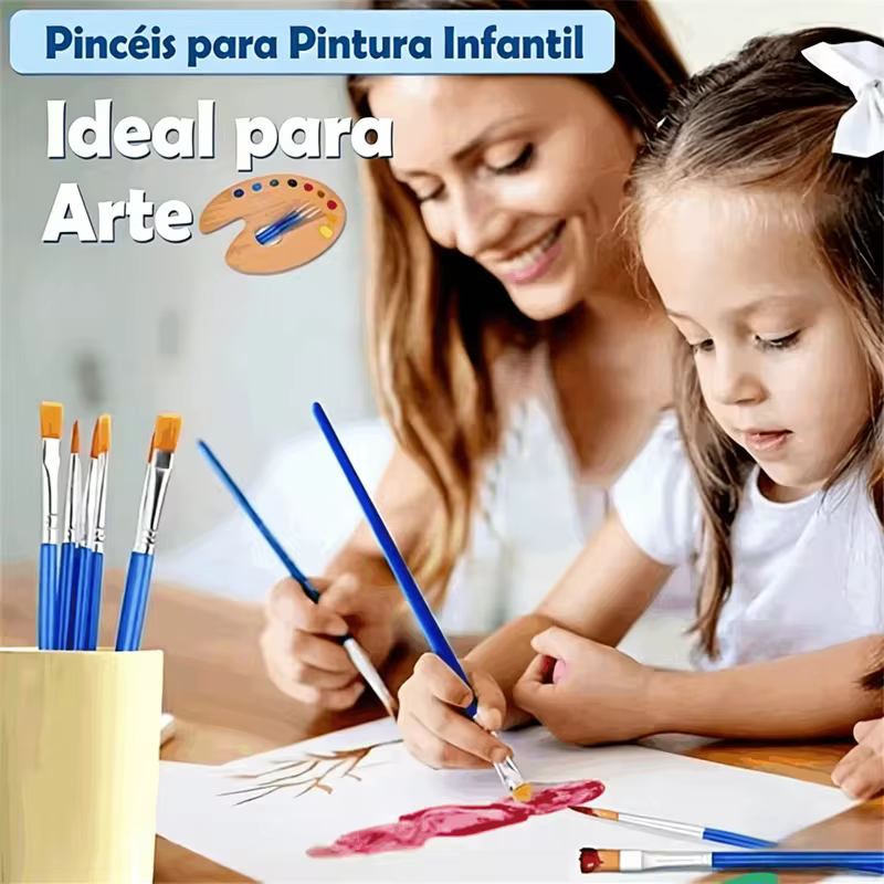 Kit 12/24 Pincéis de Nylon Chatos Lineares Não Tóxicos, Não Solta Pelo Para Pintura em Tela e Artesanato, Para Artistas e Alunos