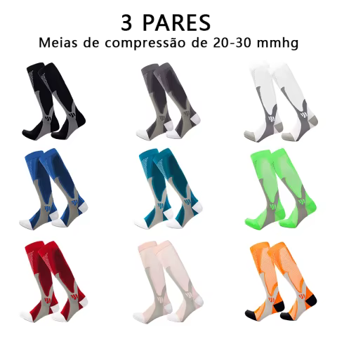 Meiãs compressão alta elasticidade, Meiãs compressão 20-30 mmhg, Varizes, Anti-fadiga muscular nas pernas