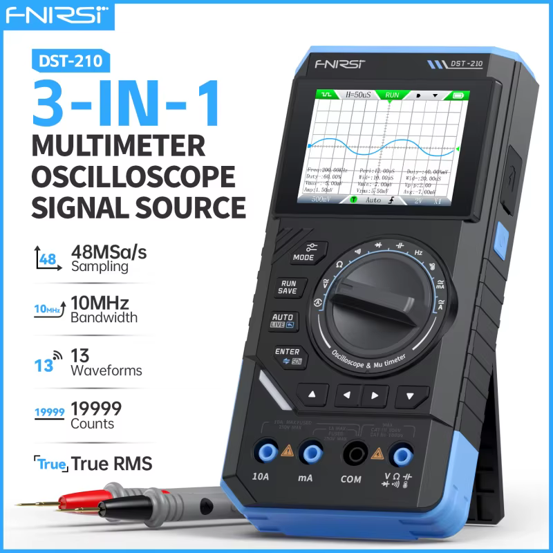 FNIRSI DST-210 e DST-201 3 em 1 Multímetro Digital Osciloscópio 19999 Contagens Osciloscópio Automotivo Portátil Ferramenta Elétrica
