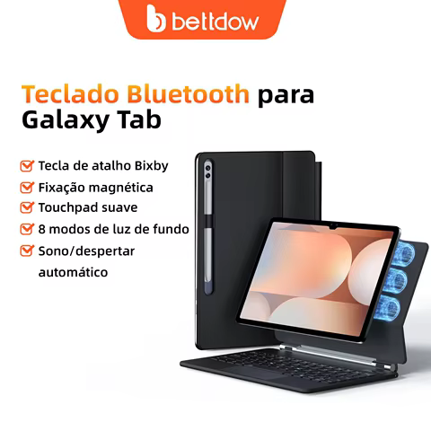 Teclado mágico Bettdow para Samsung Galaxy Tab S11 S10 Plus S10 Lite S9 +/S9/S9 FE/S8/S7 Acesso com um clique para Bixby