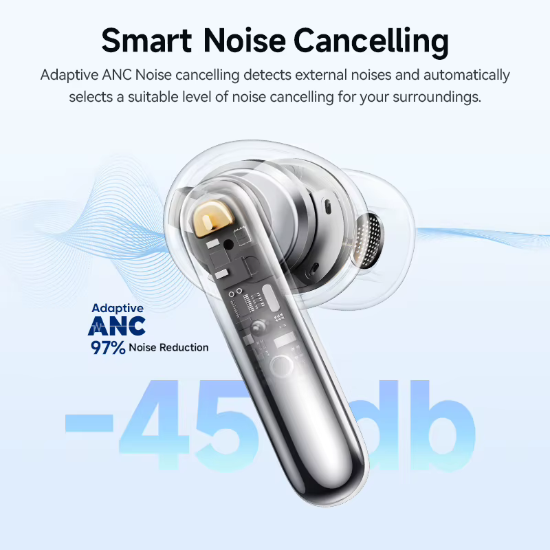 QCY Melobuds N50 anc fone de ouvido sem fio 6 microfones ai chamada cancelamento ruído bluetooth 5.4 fones conexão dupla