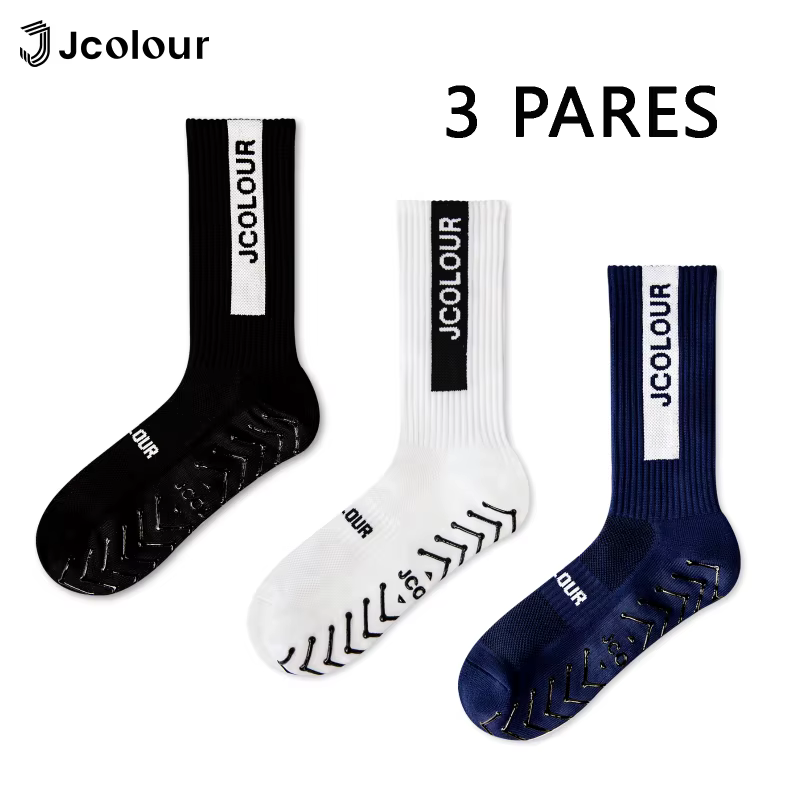 3 Pares,Estampa de letras Jcolour, Meias de futebol, Meias de ciclismo, Meias de treino, Alta elasticidade e espessamento