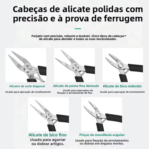 5PCS mini kit de ferramentas de joalharia pinça inclinada, pinça redonda, pinça curva, pinça afiada, pinça de corte acessórios manuais com bolas de anel aberto, jóias DIY jóias, ferramentas de reparo de jóias