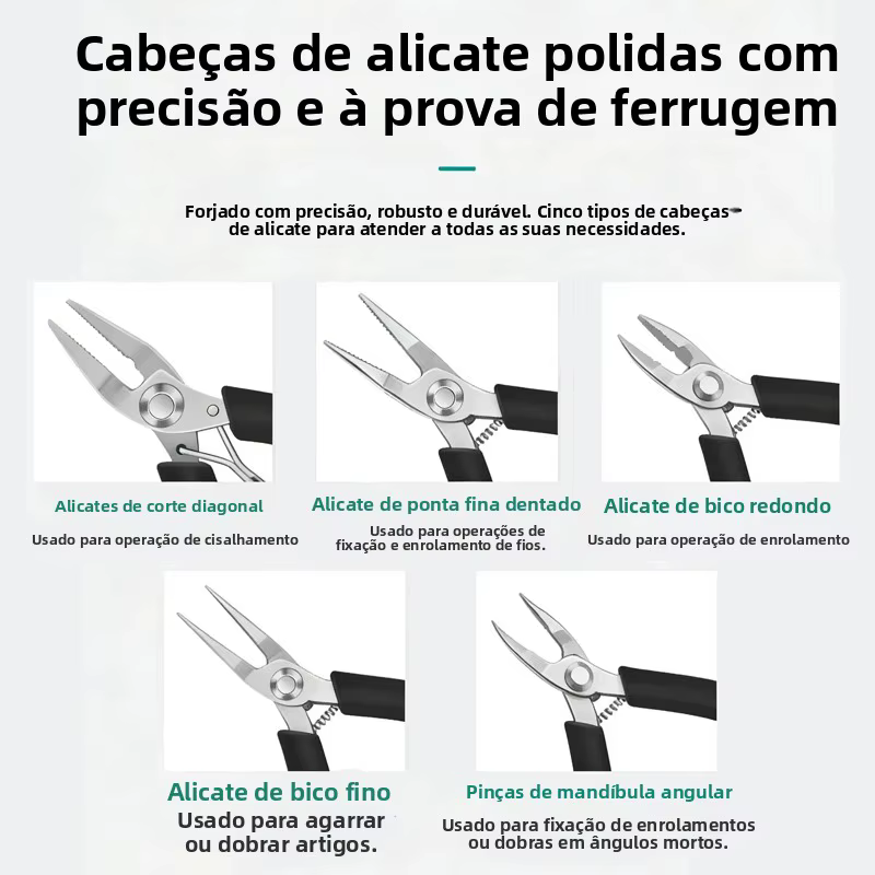 5PCS mini kit de ferramentas de joalharia pinça inclinada, pinça redonda, pinça curva, pinça afiada, pinça de corte acessórios manuais com bolas de anel aberto, jóias DIY jóias, ferramentas de reparo de jóias