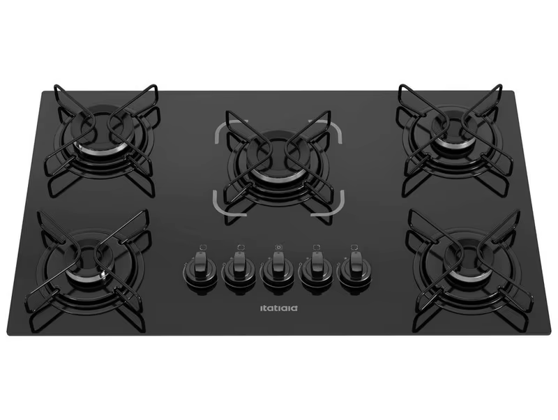 Cooktop 5 Bocas a Gás GLP Itatiaia Preto Essencial - Bivolt