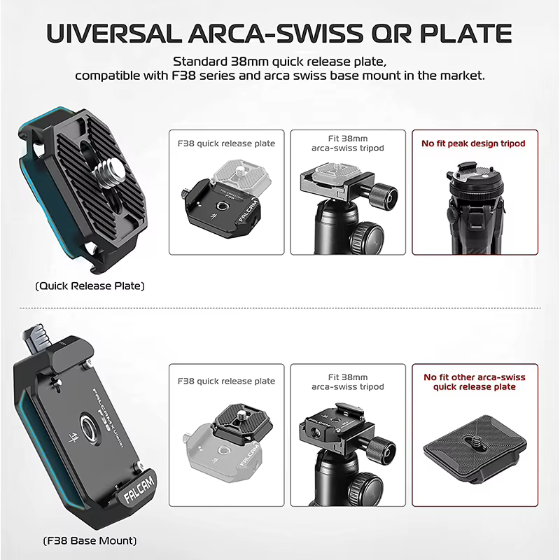 Ulanzi FALCAM F38 Universal Arca-Swiss Slot Sistema de Liberação Rápida Placa Braçadeira Kit de Interruptor Rápido para Câmera DSLR Gimbal Tripé