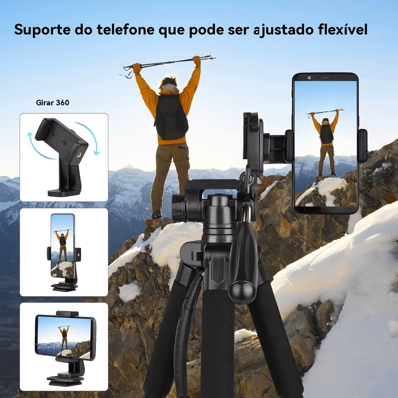 Tripé Profissional Para Câmera Celular 360 Graus Com Bolsa180cm Suporte Para Câmera E Celular Universal