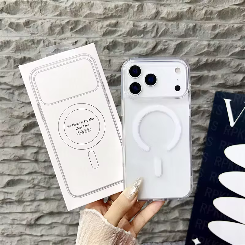 Capa Transparente Magnética de Acrílico para Carregamento Sem Fio Magsafe para iPhone 16 15 14 13 12 11 Pro Max Plus Mini