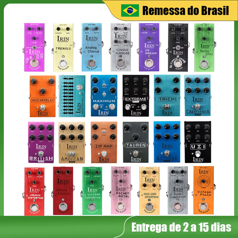 Pedal de efeito de guitarra irin, distorção de metal/10 bandas eq/compressor dyna/retardo analógico/overdrive vintage/pedal de guitarra de coro clássico
