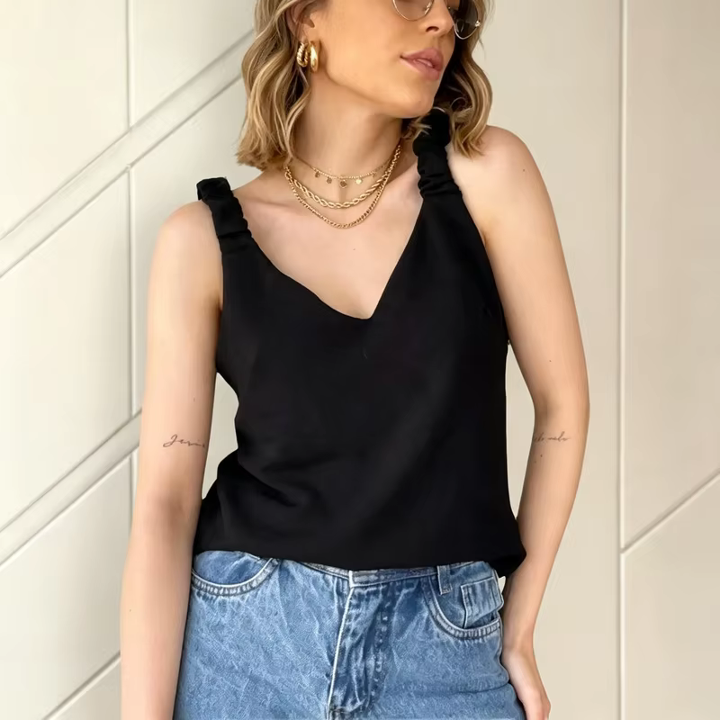 Estilo Urbano com Gola V – Colete Cintura Ajustada e Design Sensual para Mulheres que Amam Moda