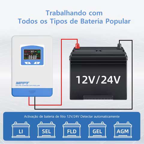 Controlador de carregador solar mppt 40a 30a 20a 12v 24v regulador de painel solar display lcd vários modos de controle de carga suporte
