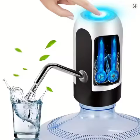 Bomba de Água Elétrica Recarregável USB para Garrafa, Dispensador Automático de Água Potável com Interruptor de Energia, Portátil para Camping