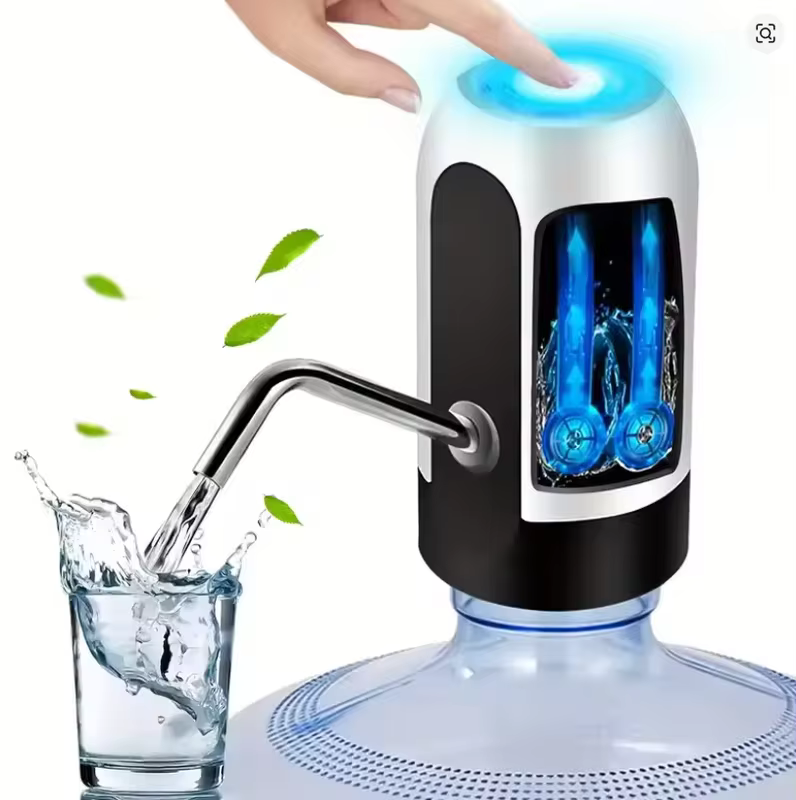 Bomba de Água Elétrica Recarregável USB para Garrafa, Dispensador Automático de Água Potável com Interruptor de Energia, Portátil para Camping