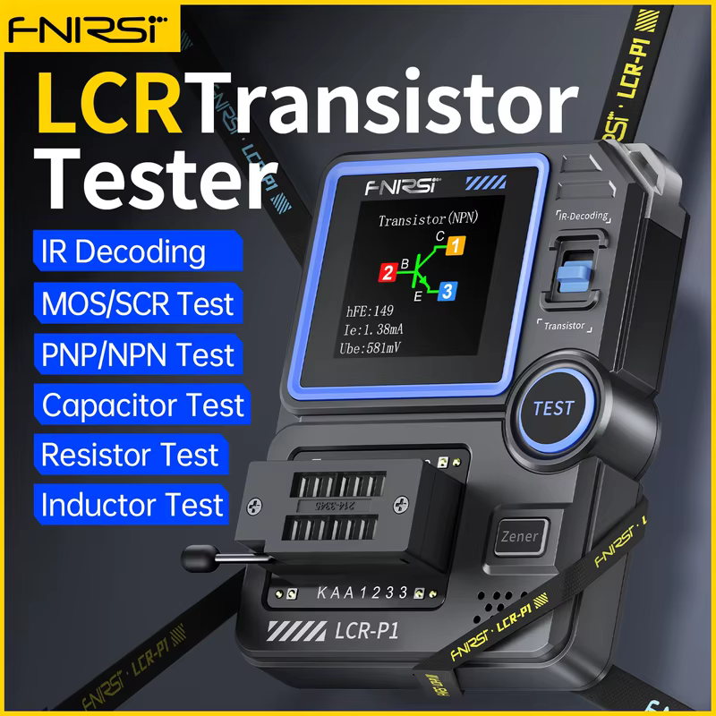 FNIRSI LCR-P1 Transistor Tester Multímetro Diodo Triode ESR NPN PNP MOSFET SMD Capacitância Resistência Multifuncional Tester