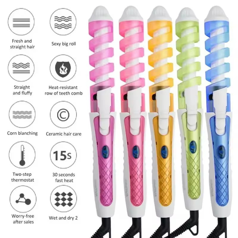 Modelador de Cabelo Cerâmico Mágico Rotativo Automático Portátil - Modelador Espiral Anti-Permanente, Ferramenta Elétrica de Estilização para Uso Doméstico e Profissional